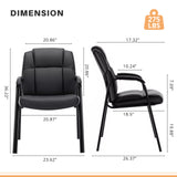 IULULU Leather Guest Chair with Padded Arms, Comfy Waiting Room Chairs for Reception Conference Side Office Desk Home