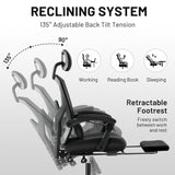 IULULU Office Desk Chair with Footrest, High-Back Mesh Rolling Swivel Reclining Chairs