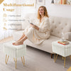 IULULU Vanity Stool, Faux Fur-Padded, 4-Legged Stool with Anti-Slip Feet, Ideal for Makeup or as a Footrest