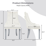 IULULU Dining Chairs Set of 2 with Stainless Steel Legs and Lion Head Handles