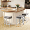 IULULU Bar Stools Counter Height - 24 Inch Saddle Stools, PU Leather Modern Kitchen Barstools with Metal Base Footrest