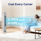 Atilioo Tower Fan with Remote, 35" Bladeless Standing Floor Fan with 5 Speeds, 64° Oscillation,12H Timer, Quiet Operation & Sleep Mode, Silver