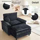 IULULU Sectional Sofa, Chenille Cloud Couch Comfy Upholstered Sofa with Ottoman, Lumbar Pillow, Deep Seat Modular Sofa for Living Room, Apartment, Studio