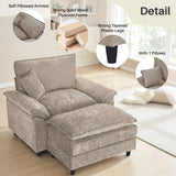 IULULU Sectional Sofa, Chenille Cloud Couch Comfy Upholstered Sofa with Ottoman, Lumbar Pillow, Deep Seat Modular Sofa for Living Room, Apartment, Studio