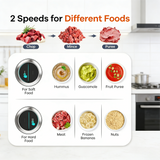 Atilioo 8 Cup Food Processors, Fast Meat Grinder & Vegetable Chopper, Dual-Bowls, Stainless Steel Blades, BPA Free, Black