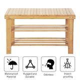 IULULU 3-Tier Bamboo Shoe Rack Bench Organizer Storage Shelf for Entryway Bedroom Living Room Balcony