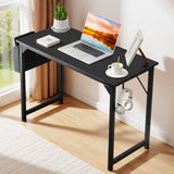 Atilioo Modern Computer Desk, Office Writing Study PC Table for Kids & Students with Storage Bag & Headphone Hooks for Home Bedroom, 31" Rustic Brown