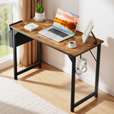 Atilioo Modern Computer Desk, Office Writing Study PC Table for Kids & Students with Storage Bag & Headphone Hooks for Home Bedroom, 31" Rustic Brown