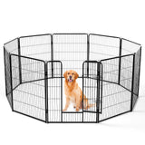 Atilioo 8-Panel Foldable Pet Playpen, 24" Height Metal Dog Fence with Door for Small Dogs