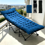 Atilioo Folding Camping Cot with 3.5'' Cushion, 74"x 28" Portable Camping Bed, Sleeping Cot, Guest Bed with Carry Bag, Blue