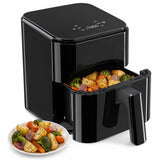 LIFERECORD Air Fryer 3QT Small Compact w/ PP Touch Panel, 800W Mini Air Fryer, 5°F Precise Temperature Control 160‑400°F, Auto Shut‑Off & Overheat Protection for Single & Small Family, Black