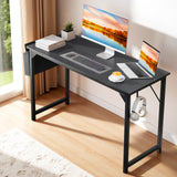 Atilioo Modern Computer Desk, Office Writing Study PC Table for Kids & Students with Storage Bag & Headphone Hooks for Home Bedroom, 31" Rustic Brown