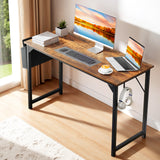 Atilioo Modern Computer Desk, Office Writing Study PC Table for Kids & Students with Storage Bag & Headphone Hooks for Home Bedroom, 31" Rustic Brown