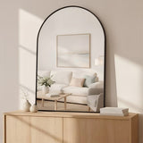 LIFERECORD 24x36 Arched Black Bathroom Mirror, Shatterproof Wall Vanity Mirror with Matte Metal Frame, Reinforced Packaging