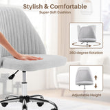 IULULU Office Desk Chair, Modern Cute Rolling Vanity Swivel Task Chairs with Wheels, Comfortable Back Seat Armless