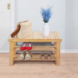 IULULU 3-Tier Bamboo Shoe Rack Bench Organizer Storage Shelf for Entryway Bedroom Living Room Balcony