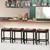 IULULU Bar Stools Counter Height - 24 Inch Saddle Stools, PU Leather Modern Kitchen Barstools with Metal Base Footrest
