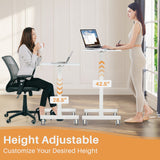 IULULU Mobile Standing Desk, Small Rolling Desk with Wheels, Pneumatic Adjustable Workstation for Home