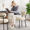 IULULU Dining Chairs Set 2, Upholstered Mid-Century Kitchen Chairs, Curved Backrest, Metal Legs