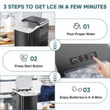 IULULU Portable Ice Maker, 9 Cubes/6 Mins, 26.5lbs/24Hrs, Self-Cleaning, Quiet, with Scoop, Basket, Handle for Parties