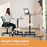 IULULU Mobile Standing Desk, Small Rolling Desk with Wheels, Pneumatic Adjustable Workstation for Home