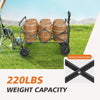 Atilioo Collapsible Wagon Cart - Heavy Duty Folding Utility Cart with 220lbs Capacity & All-Terrain Wheels - Portable Garden Beach Wagon for Sand, Camping, Shopping, Fishing, Outdoor Use, Blue