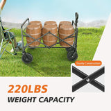 Atilioo Collapsible Wagon Cart - Heavy Duty Folding Utility Cart with 220lbs Capacity & All-Terrain Wheels - Portable Garden Beach Wagon for Sand, Camping, Shopping, Fishing, Outdoor Use, Blue
