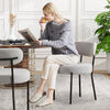 IULULU Dining Chairs Set 2, Upholstered Mid-Century Kitchen Chairs, Curved Backrest, Metal Legs