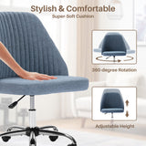 IULULU Office Desk Chair, Modern Cute Rolling Vanity Swivel Task Chairs with Wheels, Comfortable Back Seat Armless