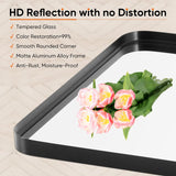 MyDepot Black Metal Framed Vanity Rounded Rectangle Bathroom Mirrors for Over Sink Wall, 36x24 Inch Large Matte Mirror