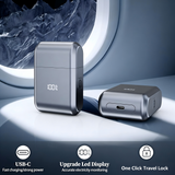 CLIKTAG Mini Electric Foil Shaver for Men - IPX7 Waterproof Cordless Portable Razor with LED Display, USB-C Fast Rechargeable, 3 Floating Precision Blades for Home & Travel