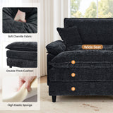 IULULU Sectional Sofa, Chenille Cloud Couch Comfy Upholstered Sofa with Ottoman, Lumbar Pillow, Deep Seat Modular Sofa for Living Room, Apartment, Studio