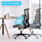 IULULU Ergonomic Office Chair, High Back Mesh with Lumbar Support, Flip-up Arms
