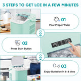 Atilioo Countertop Ice Maker with Handle, Ice in 6Mins, 26 Lbs/24H, 2 Sizes Bullet, Portable Ice Maker Machine with Self-Cleaning for Home/Bar/Camping/RV, Black
