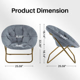 IULULU Comfy Saucer Chair, XL Folding Faux Fur Lounge Chair for Home, Kids & Adults