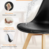 IULULU Dining Chairs, 4-Piece Mid-Century with Wooden Legs, PU Leather Seats for Living Room Bedroom Outdoor Lounge