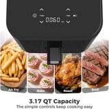 Atilioo 3-6 Qt Air fryer, Compact Digital Touchscreen Small Air Cooker with Timer, Non-Stick & Dishwasher Safe, Black