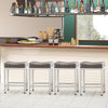 IULULU Bar Stools Counter Height - 24 Inch Saddle Stools, PU Leather Modern Kitchen Barstools with Metal Base Footrest