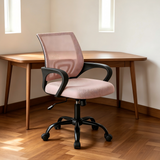Atilioo Ergonomic Office Chair with Lumbar Support, Computer Desk Mesh Chair with Height Adjustable 360° Swivel, Fixed Armrest, Black