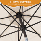 IULULU 9FT Patio Umbrella with Tilt, Crank, 8 Waterproof Ribs for Outdoors