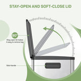 16 21.1 Gallon Trash Can with Lid, 60L 80L Stainless Steel Dual Compartment Large Capacity Recycling Bin Garbage Can with Removable Inner Bucket for Kitchen