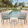 IULULU 3 Piece Patio Bistro Set, Wicker Chairs with Table & Cushions for Outdoor Spaces