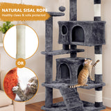 Atilioo Cat Tree Tower with Scratching Post, Multi-Level Cat Condo Pet House Play with Stable Base, Gray