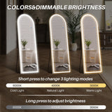 IULULU Full-Length Mirror with LEDs, Aluminum Frame, 3-Color Dimmable Light for Bedroom