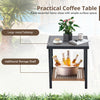 IULULU Outdoor 3-Pc, Rocking Bistro Set, Wicker Patio Chairs & 2-Tier Table