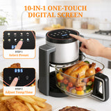 Atilioo 4.7 Qt Glass Air Fryer with 10 Presets Digital Touch, Compact Design, Quick & Easy Meals in Minutes, Gray