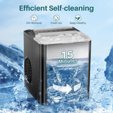 IULULU Portable Ice Maker, 9 Cubes/6 Mins, 26lbs/Day, Self-Cleaning, Quiet, 2 Sizes, with Scoop & Basket