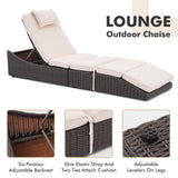 IULULU Lounge Chair Outdoor PE Wicker – Adjustable Backrest, Removable Cushion