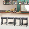 IULULU Bar Stools Counter Height - 24 Inch Saddle Stools, PU Leather Modern Kitchen Barstools with Metal Base Footrest