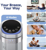 Atilioo Tower Fan with Remote, 35" Bladeless Standing Floor Fan with 5 Speeds, 64° Oscillation,12H Timer, Quiet Operation & Sleep Mode, Silver